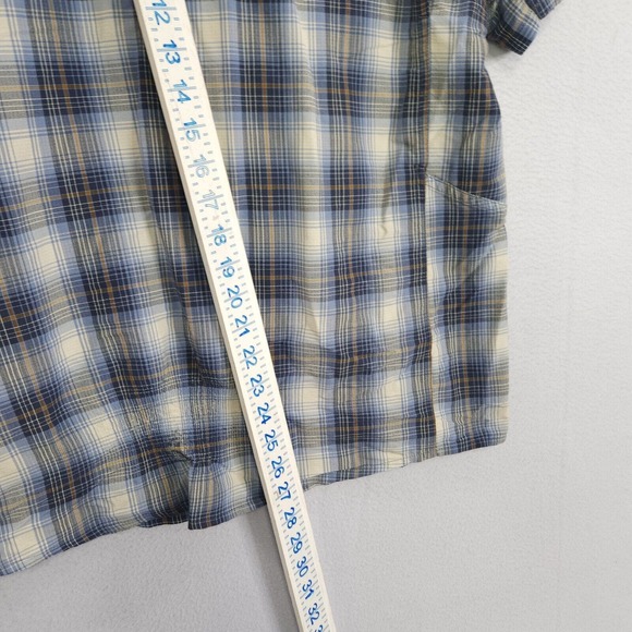 Rei Coop Button up Shirt Mens Blue Large Short Sleeve Plaid Outdoor Vented - Picture 12 of 14